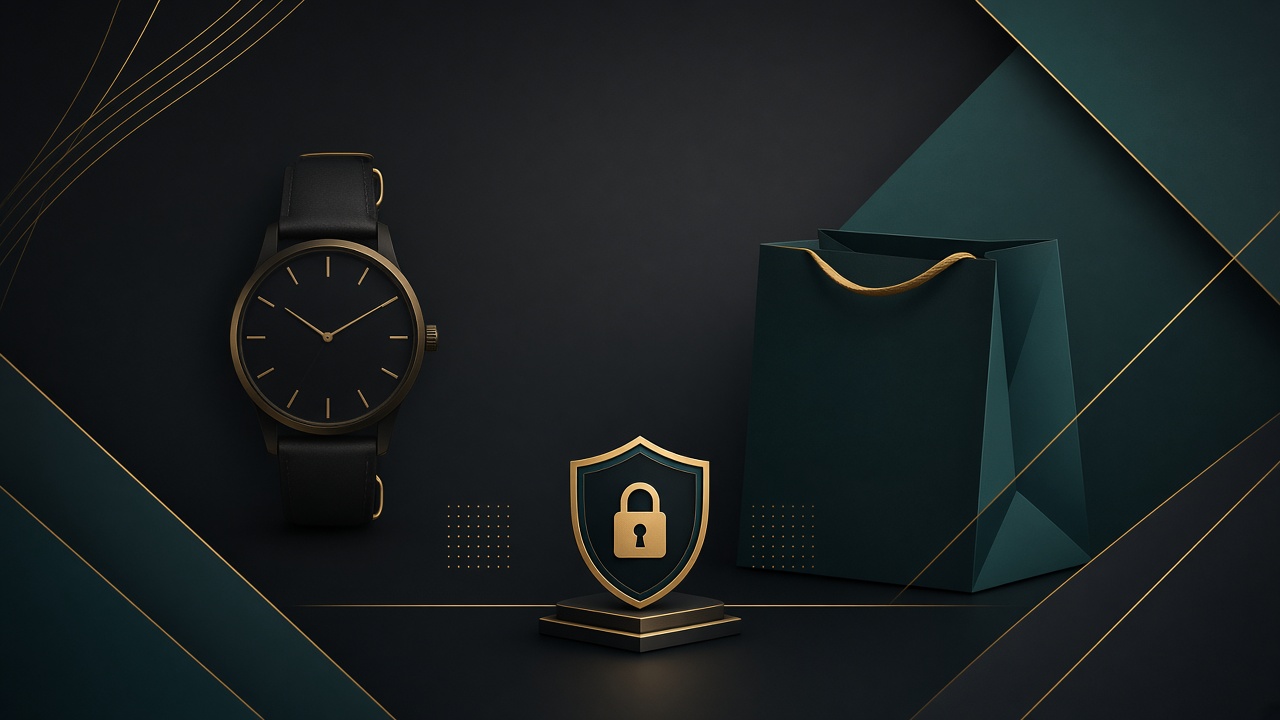 Private Sourcing Soft-Start Pack — luxury watch, shopping bag, escrow shield